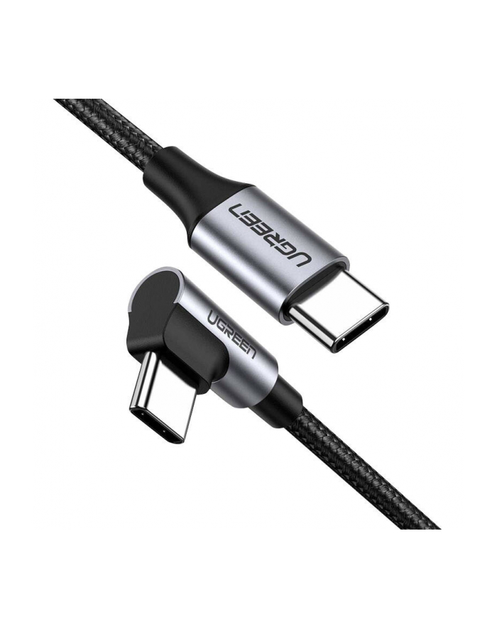 Ugreen kabel USB-C (prosty) / USB-C (kątowy) PD QC 60W 3A 05m US255 (szary) główny