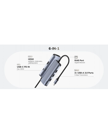 CUDY UH606 6-In-1 USB-C Hub with Gigabit