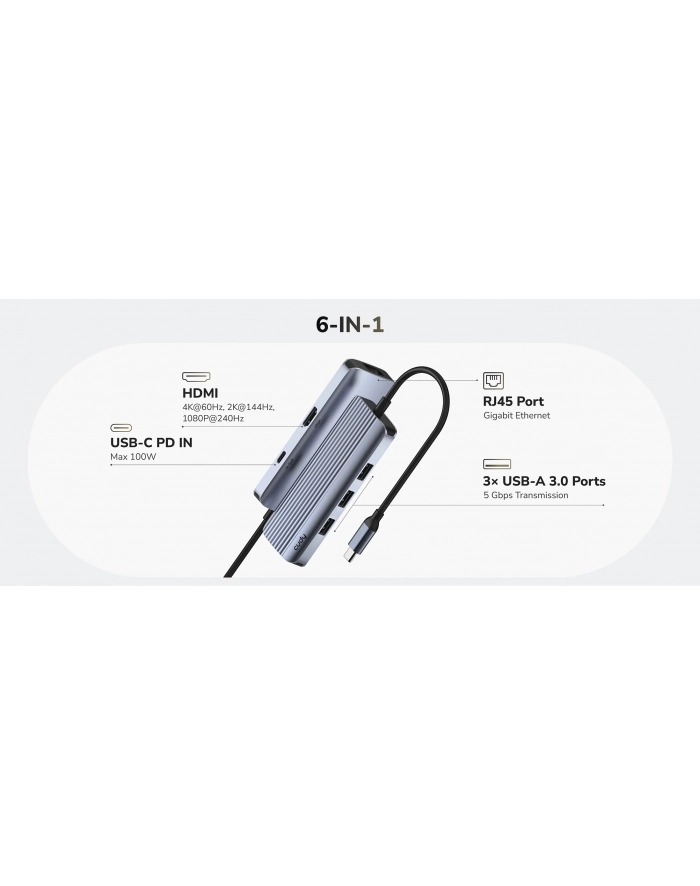 CUDY UH606 6-In-1 USB-C Hub with Gigabit główny