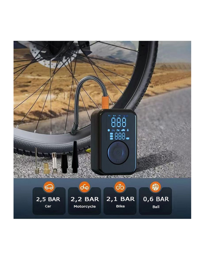 PATONA Pompka Elektryczna do opon samochodowych, rowerowych, materacy, piłek 10,3 bar / 150 PSI z Powerbankiem i Lampką LED główny