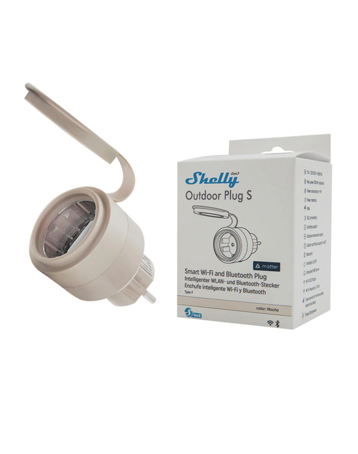 Inteligentne gniazdko zewnętrzne WiFi Shelly Outdoor Plug S Gen3 główny