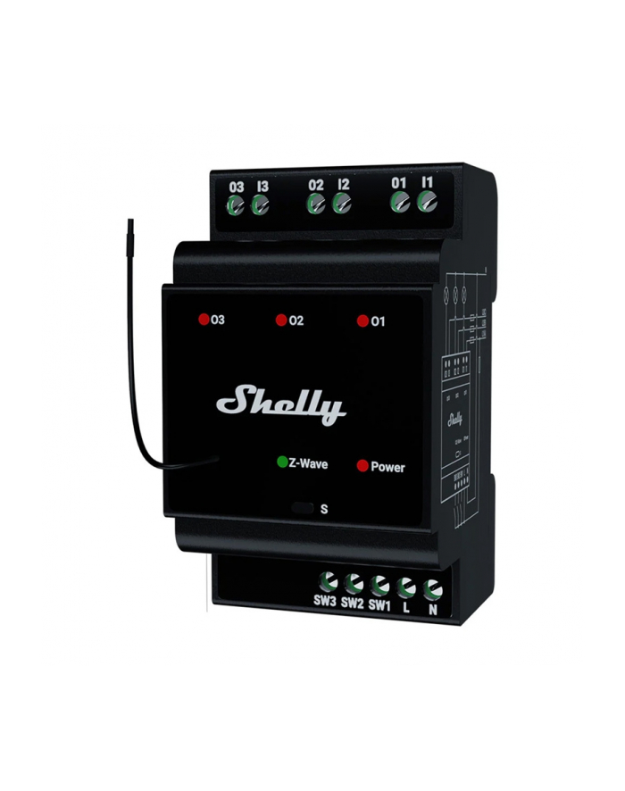 Shelly Qubino Wave Pro 3 3-kanałowy Przekaźnik Na Szynę Din Z-wave główny