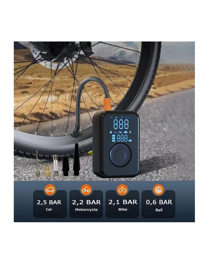 PATONA Pompka Elektryczna do opon samochodowych, rowerowych, materacy, piłek 10,3 bar / 150 PSI z Powerbankiem i Lampką LED główny
