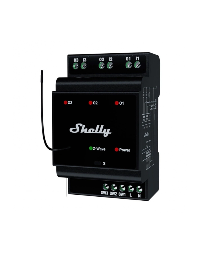 Shelly Qubino Wave Pro 3 3-kanałowy Przekaźnik Na Szynę Din Z-wave główny