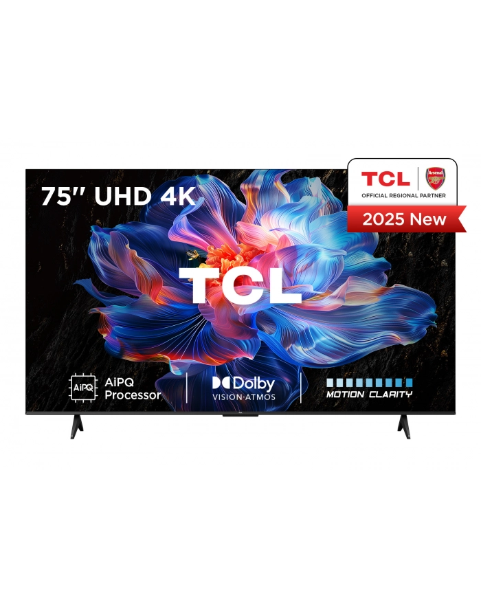 Telewizor TCL 75V6C DLED 75' 4K Ultra HD Google TV Dolby Atmos DVB-T2 Metaliczny główny