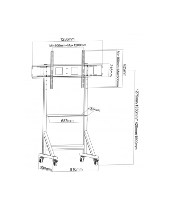 Techly Stojak Mobilny Tv 55-100” Do 120Kg Regulowany Półka Av (TLY_368741) nr 2