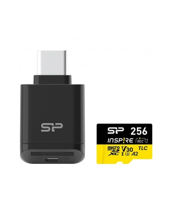 Karta pamięci Silicon Power microSDXC Inspire 256GB UHS-I U3 A2 V30 4K DDR200 170/150 MB/s TLC + czytnik C200 nr 1