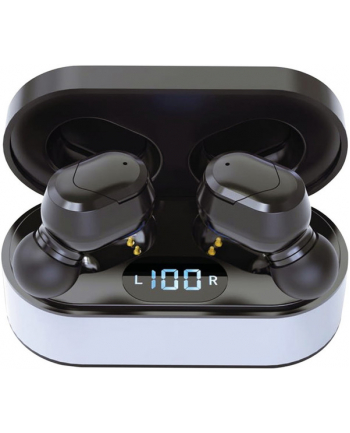Platinet BLUETOOTH V5.0 TWS EARPHONES SPORT + CHARGING STATION LED PM1050 VIBE BLACK [45291] (PM1050B)