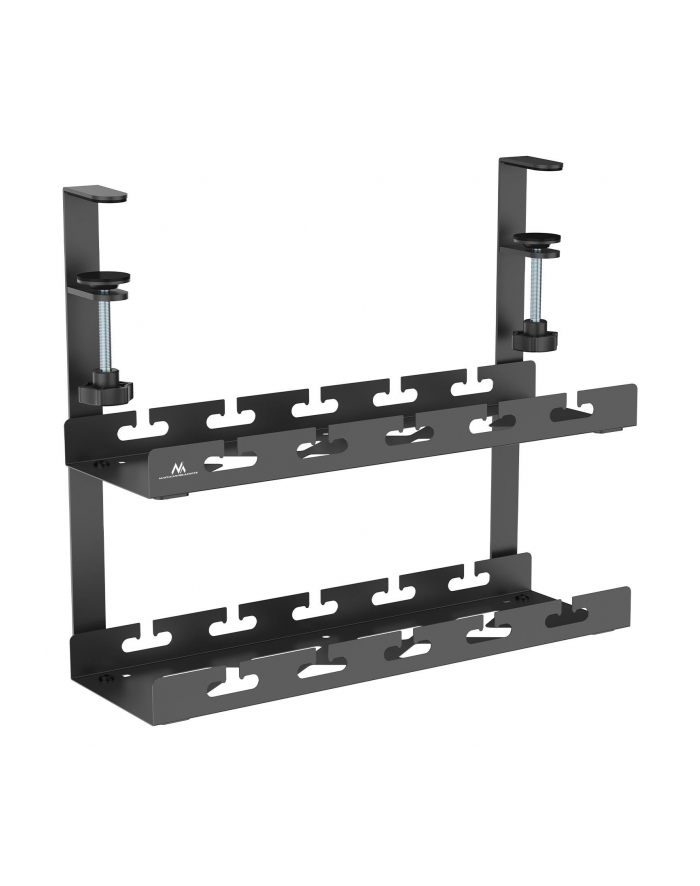 Organizer podbiurkowy na kable Maclean MC-104 B, max. obciążenie 5kg, 2 poziomy, czarny główny
