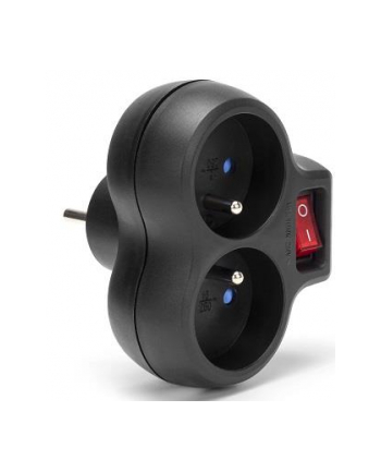 Rozgałęźnik sieciowy MONTIS MT148-BK podwójny z wyłącznikiem czarny