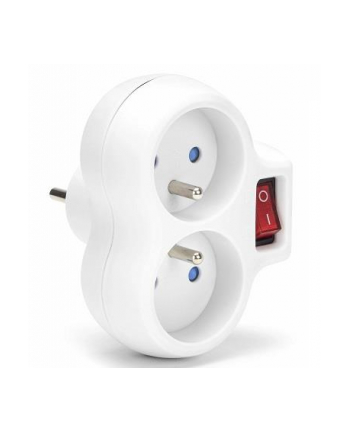 Rozgałęźnik sieciowy MONTIS MT148-WH podwójny z wyłącznikiem biały