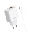 Ładowarka sieciowa Beline 45W 1xUSB-C + 1xUSB GaN PD 3.0 QC 3.0 + kabel USB-C/USB-C - biała - nr 1