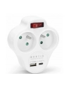 Rozgałęźnik sieciowy podwójny z wyłącznikiem + USB-A + USB-C MONTIS MT144-WH biały - nr 1