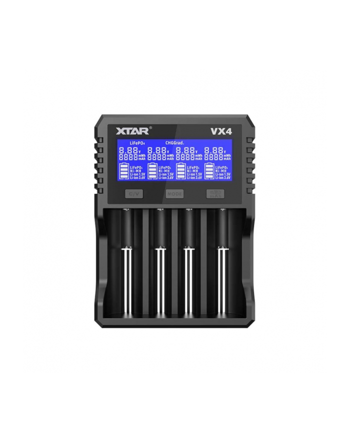 x-tar Ładowarka do akumulatorów Li-ion 1,5V/3,6/3,7V/Li-FePO4/Ni-MH XTAR VX4 - zestaw z zasilaczem główny