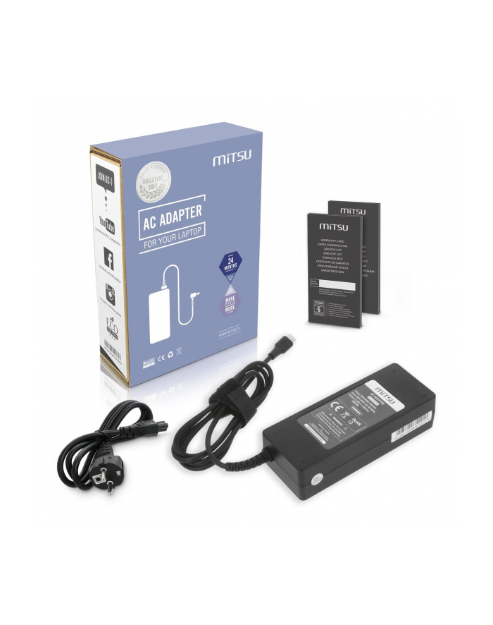 Zasilacz sieciowy Mitsu 100W USB-C, USBC, 5-20V, 3-5A (black) do notebooka główny