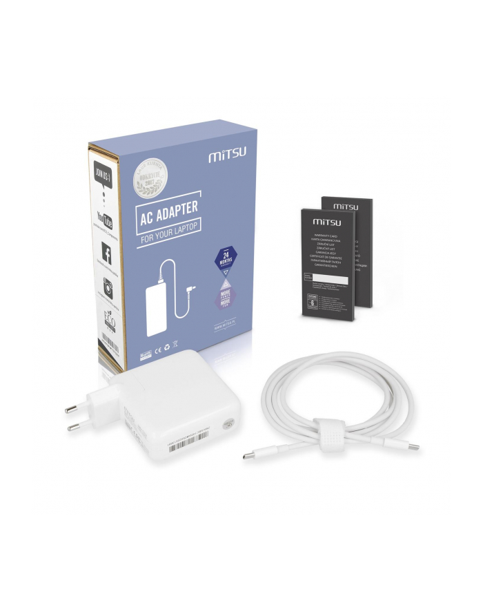 Zasilacz sieciowy Mitsu 100W USB-C, USBC, 5-20V, 3-5A (BIAŁY) do notebooka główny