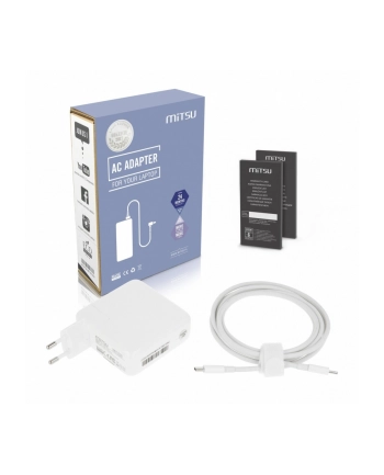 Zasilacz sieciowy Mitsu 61W USB-C, USBC, 5-20.3V, 3A (BIAŁY) do notebooka