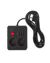 Listwa zasilająca Maclean MCE388 B, przedłużacz 2 gniazda + 3xUSB, 110-240V AC 50/60Hz, 2.1A max 2500W, 3 m, czarna - nr 1