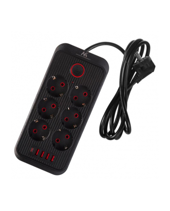 Listwa zasilająca Maclean MCE389 B, przedłużacz 6 gniazd + 4xUSB + USB-C, 110-240V AC 50/60Hz, 2.1A max 2500W, 1,5 m, czarna nr 1