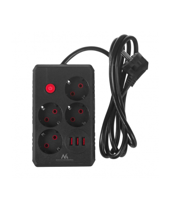 Listwa zasilająca Maclean MCE392 B, przedłużacz 4 gniazda + 3xUSB, 110-240V AC 50/60Hz, 2.1A max 2500W, 1,5m, czarna nr 1