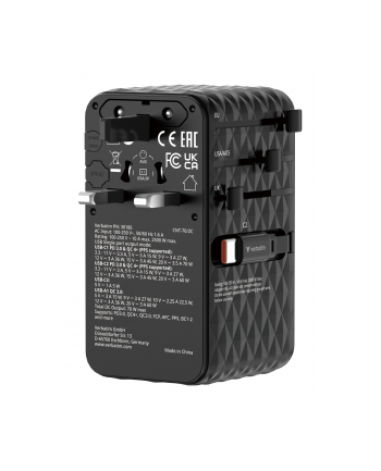 Adapter podróżny Verbatim Charge 'n' Travel GaN III globalny 1xUSB-C PD 3.0 QC 4+ 70W, 1xUSB-C PD 3.0 QC 4+ 60W, 1xUSB-C 5W, 1x USB-A QC 3.0 czarny nr 2