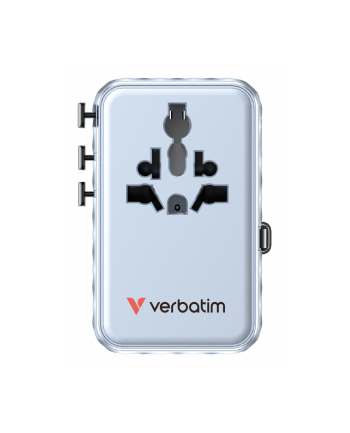 Adapter podróżny Verbatim Charge 'n' Travel GaN III globalny 1xUSB-C PD 3.0 QC 4+ 100W, 2xUSB-C 15W, 1xUSB-A 12W niebieski nr 1