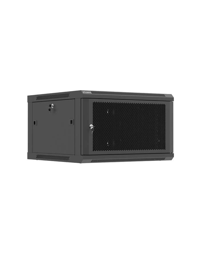 Szafa instalacyjna Rack 19'' Lanberg 6U 600x600 wisząca czarna drzwi perforowane (flat pack) główny
