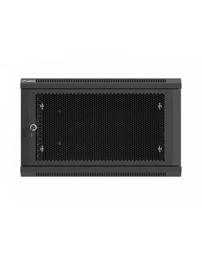 Szafa instalacyjna Rack 19'' Lanberg 6U 600x600 wisząca czarna drzwi perforowane (flat pack) główny