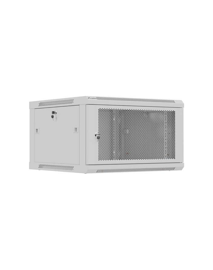 Szafa instalacyjna Rack 19'' Lanberg 6U 600x600 wisząca szara drzwi perforowane (flat pack) główny