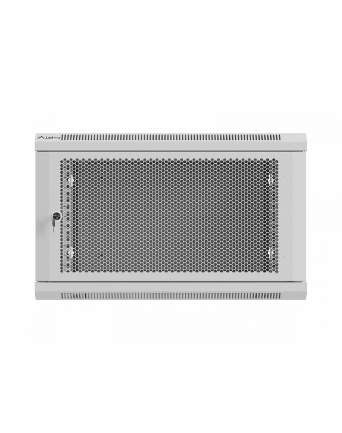 Szafa instalacyjna Rack 19'' Lanberg 6U 600x600 wisząca szara drzwi perforowane (flat pack) główny