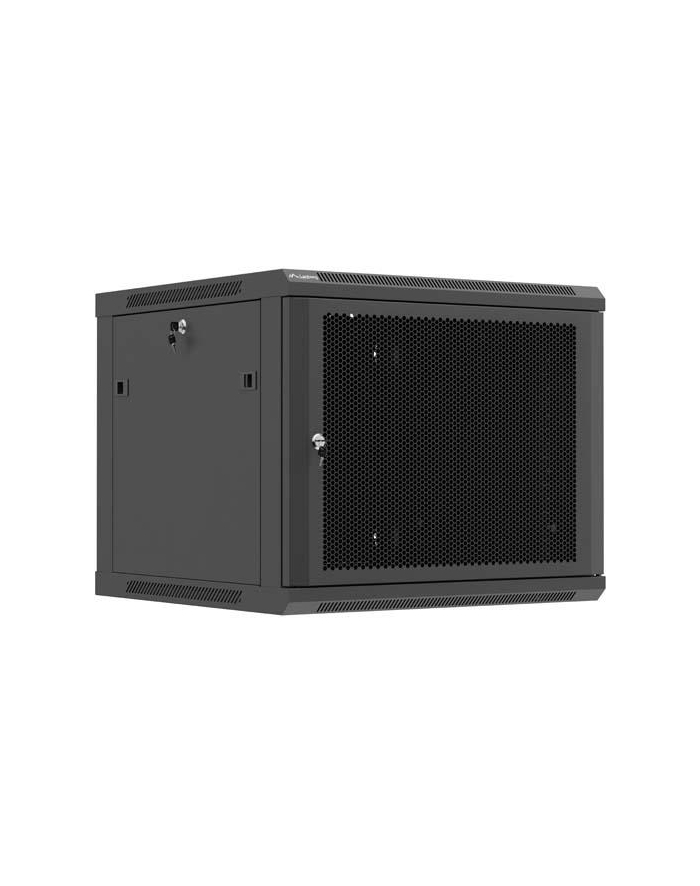 Szafa instalacyjna Rack 19'' Lanberg 9U 600x600 wisząca czarna drzwi perforowane (flat pack) główny