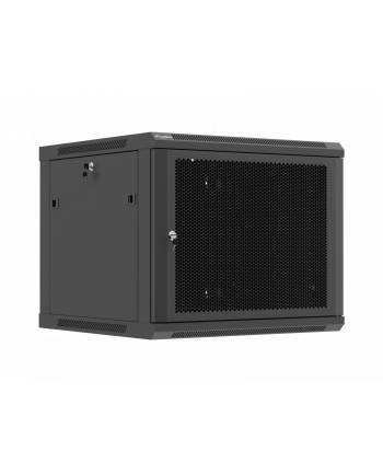 Szafa instalacyjna Rack 19'' Lanberg 9U 600x600 wisząca czarna drzwi perforowane (flat pack)