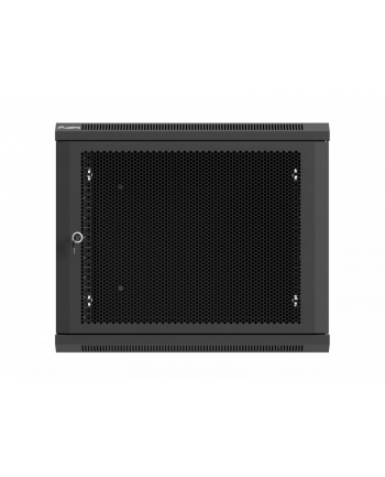 Szafa instalacyjna Rack 19'' Lanberg 9U 600x600 wisząca czarna drzwi perforowane (flat pack)