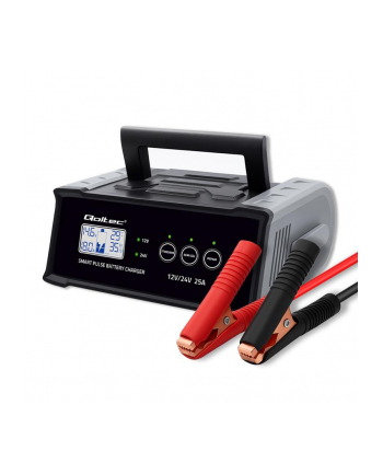 Ładowarka inteligentna Qoltec mikroprocesorowa 12V 24V 25A | Prostownik z funkcją naprawy do akumulatora AGM GEL SLA | LCD nr 1