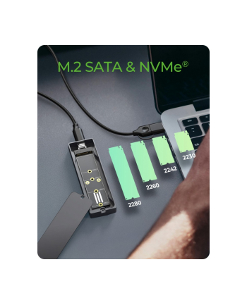 icybox Obudowa dysku IB-1826MCL-CU31 M.2 NVMe i SATA obudowa, RGB lighting, USB 3.2 Gen 2, 10 Gbps
