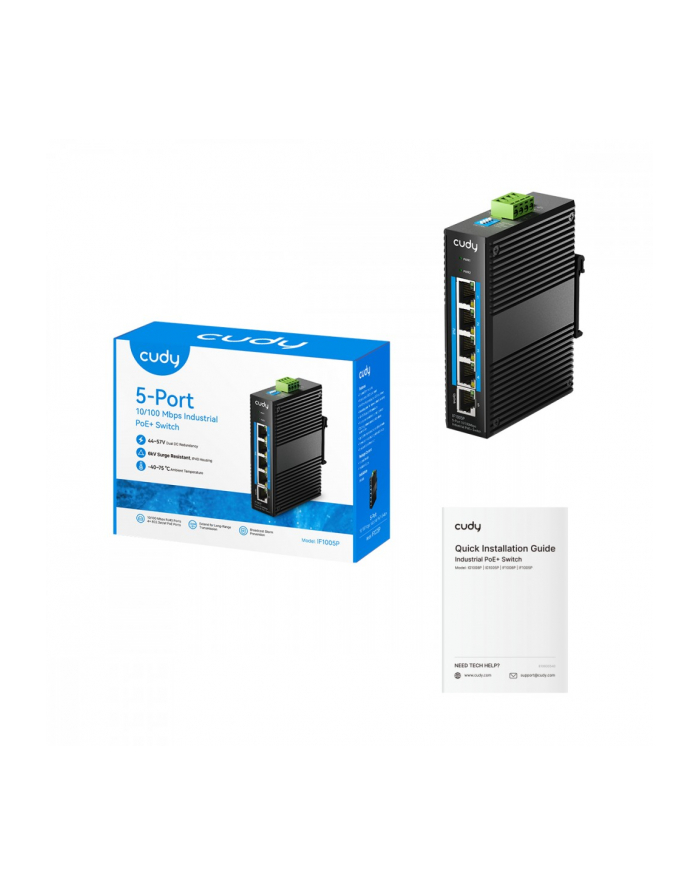 cudy Przełącznik IF1005P Switch 5-Port 10/100 Mbps Industrial PoE+ główny