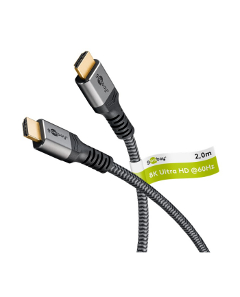 Goobay Kabel Przewód Hdmi Duża Szybkość Transmisji Sharkskin Grey 2M (RB65261)