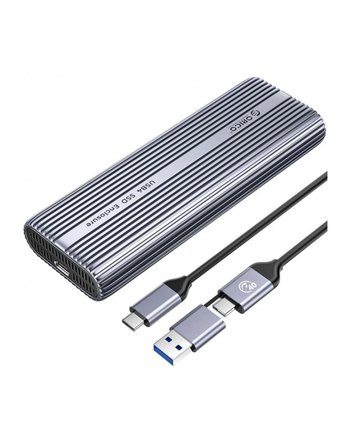 Obudowa na dysk Orico ACOM2-U4-GY-BP SSD M.2 NVMe, USB-C 40 Gbps, z wentylatorem, metalowa główny