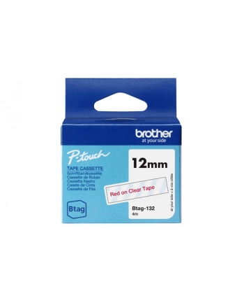 Brother BTAG-132 Red on Clear | Btag