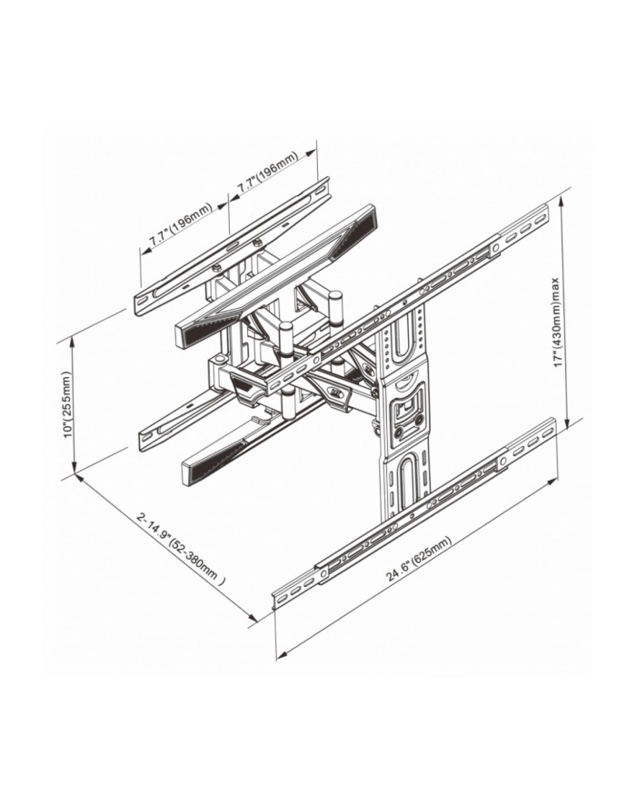 art Uchwyt do TV LCD/LED 40-75' 45KG AR-99 reg.pion/poziom 52-380mm max VESA 600x400 główny