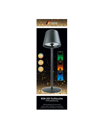 Schwaiger Lampa Stołowa Led Tischleuchte Akku 200Lm Rgb 380Mm Schwarz (Tila0203)