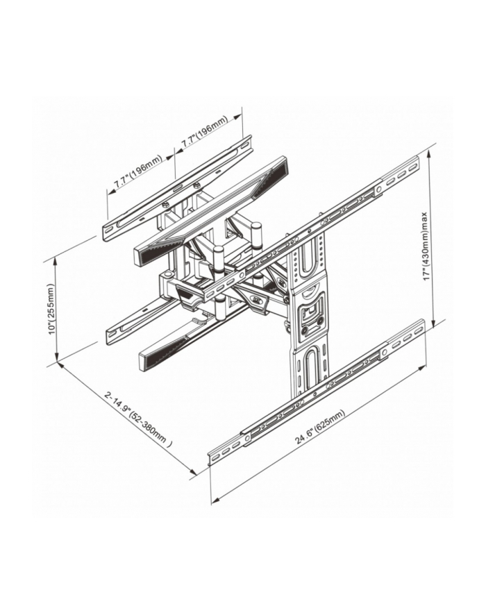 art Uchwyt do TV LCD/LED 40-75' 45KG AR-99 reg.pion/poziom 52-380mm max VESA 600x400 główny