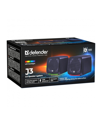 defender Głośniki komputerowe J3 2.0 6W LED USB Czarne