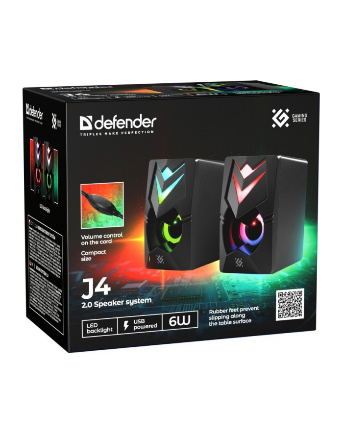 defender Głośniki komputerowe J4 2.0 6W LED USB Czarne główny