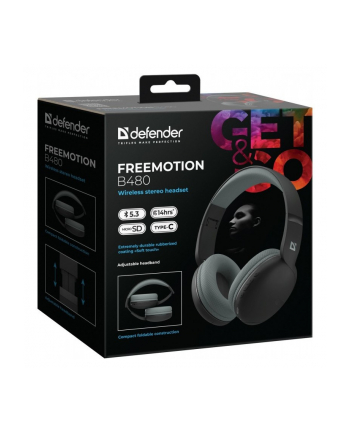 defender Słuchawki bezprzewodowe nauszne FREEMOTION B480 Czarne