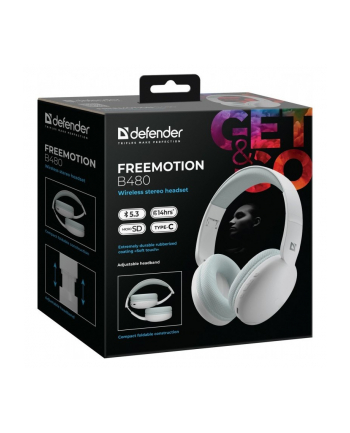 defender Słuchawki bezprzewodowe nauszne FREEMOTION B480 Białe