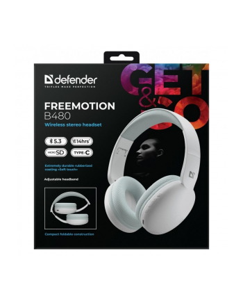 defender Słuchawki bezprzewodowe nauszne FREEMOTION B480 Białe