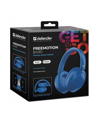 defender Słuchawki bezprzewodowe nauszne FREEMOTION B490 Niebieskie