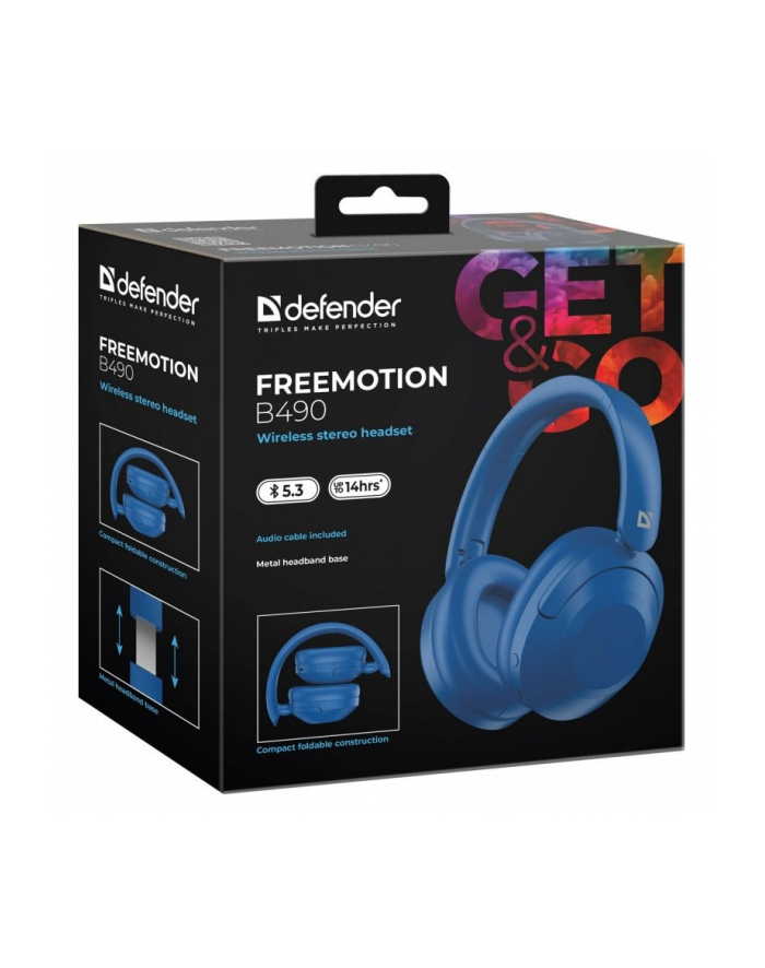 defender Słuchawki bezprzewodowe nauszne FREEMOTION B490 Niebieskie główny