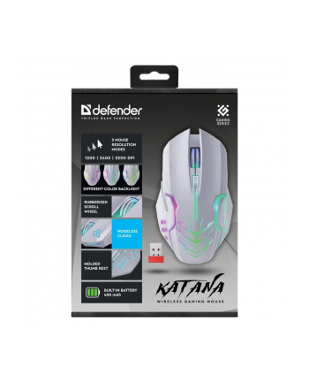 defender Mysz gamingowa bezprzewodowa KATANA RF 3200DPI 7P Biała nr 2